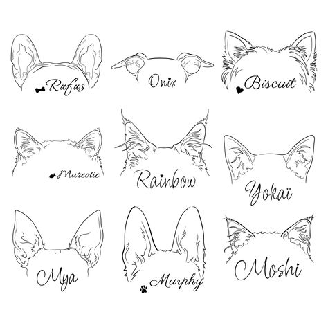 Dog Ear Outline Tattoo, Ear Outline Tattoo, Dog Ear Outline, Ear Outline, Puppy Ears, Tier Tattoo, Graphics Tablets, Outline Tattoo, Cowgirl Art