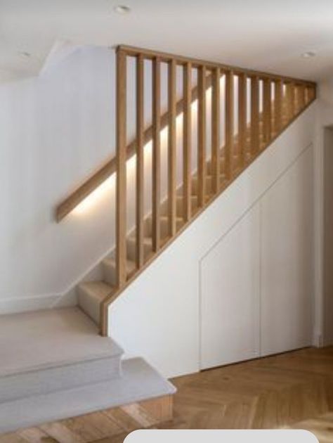 Staircase Design Cottage, Bedroom With Stairs To Attic, Attic Bedroom Stairs Ideas, Solid Banister Ideas, Corner Stairs Ideas, Remodeling Stairs Ideas, Stair And Hallway Ideas, Modern Stair Banister, Stairway In Living Room