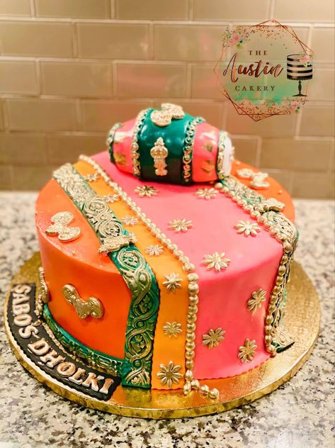 Decorative cake fit Indian functions, anniversaries... Dholki Cake, Mehendi Cake, Dholki Cake Ideas, Mehandi Cake, Mehendi Cake Designs, Mehndi Cakes Ideas, Mendhi Cake Designs, Mehndi Cake Ideas Pakistani, Floral Cake Birthday