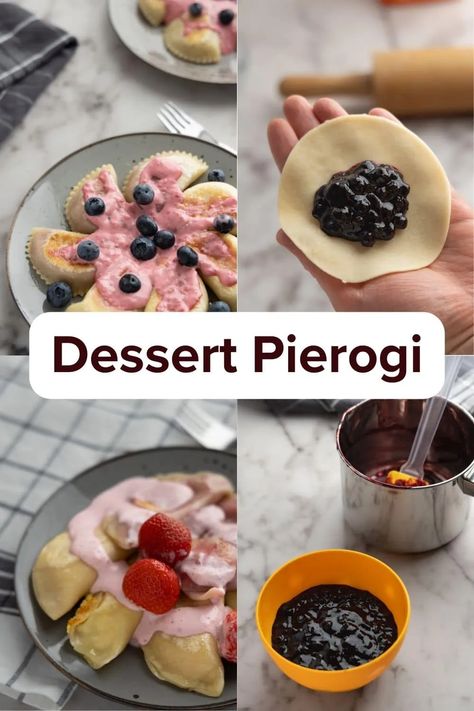 Dessert Pierogi: 6 Sweet Pierogi Filling Ideas to Try - Definitely Not a Chef Dessert Pierogies, Farmers Cheese Pierogi Recipe, Cheese Pierogi Recipe, Pierogi Dough, Pierogi Filling, Farmer’s Cheese, Pierogi Recipe, Farmers Cheese, Berry Sauce