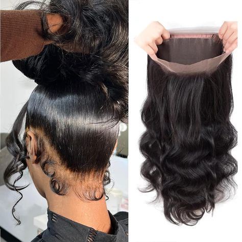 PRICES MAY VARY. 360 Lace Frontal: 360 transparent lace closure preplucked with baby hair around your full head has extra lace in the back and 2 sides than normal frontal closures, giving the illusion that your hair is growing from the scalp & leaving a seamless and natural look. Premium Quality Hair Material: Made of 10A 100% unprocessed brazilian virgin remy hair, in natural shades of brown 1B hair color. Can be dyed to light #27 color or jet black, bleached, curled or restyled. The strongly h 1b Hair, Alopecia Hairstyles, Full Lace Frontal, Quick Hair, 360 Frontal, Big Box Braids Hairstyles, Lace Frontal Closure, Frontal Closure, 100 Remy Human Hair