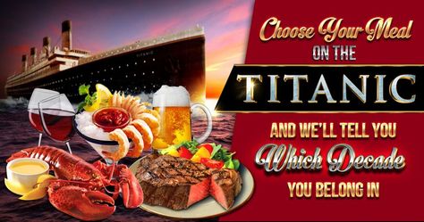 What do you pick for your 10-course meal? Titanic Recipes, 10 Course Meal, Did You Eat, Course Meal, Rms Titanic, The Titanic, Fun Quizzes, Picture This, Titanic