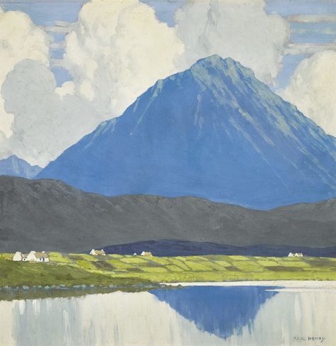 PAUL HENRY, R.H.A., R.U.A. | ERRIGAL, COUNTY DONEGAL | Irish Art | British Pics > 1850 | Sotheby's Composition Drawing, County Donegal, Mountain Drawing, Irish Art, Naive Art, On Board, Painting Inspiration, Landscape Art, A R