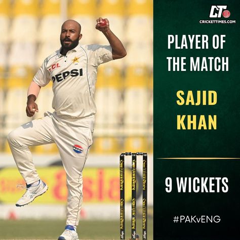 Player of the Match: Sajid Khan #cricket #PAKvENG #Test #SajidKhan Sajid Khan, Cricket News