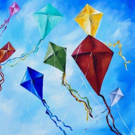 Kites Painting, Flying Painting, Paint And Sip Studio, Kite Art, Strings Art, Flying Photography, Go Fly A Kite, Nature Of God, Prophetic Art