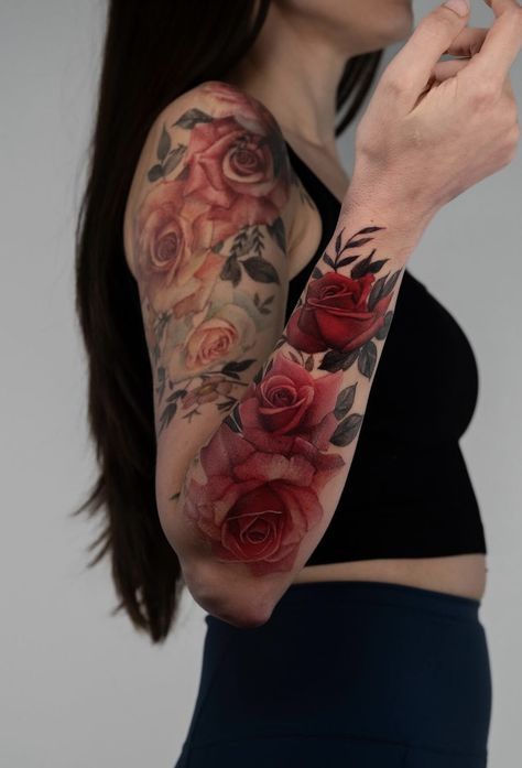 Arm Tattoos Color, James Tattoo, Floral Arm Tattoo, Tattoos For Women Flowers, Aesthetic Tattoo, Floral Sleeve, My Books, Blackwork Tattoo, The One And Only