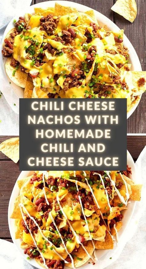 Nacho Cheese Recipe Meals, Chili Cheese Nachos Recipe, Chilli Cheese Nachos, Chili For Nachos, Nachos And Cheese, Cheese Sauce For Nachos, Chili Nachos Recipe, Chili Cheese Nachos, Chili Nachos