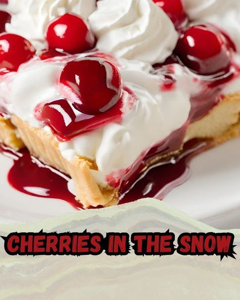 Cherries In The Snow Recipe, Twix Cheesecake Recipe, Sweet Banana Bread Recipe, Easy Dessert Idea, Stuffing Balls Recipe, Patty Melt Recipe, Cherries In The Snow, Snow Recipe, Sweet Banana Bread