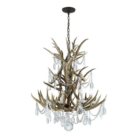 Straton Single Tier Chandelier - Natural w/ Crystal - Ralph Lauren Home - RalphLaurenHome.com Antler Chandelier, Tier Chandelier, Candelabra Bulbs, Ralph Lauren Home, Custom Upholstery, Light Chandelier, Vintage Crystal, Visual Comfort, Ceiling Light Fixtures