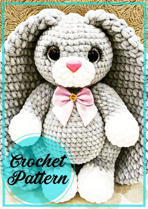 Crochet Floppy Ear Bunny Free Pattern, Bunny Amigurumi Free Pattern, Beginners Amigurumi, Floppy Eared Bunny, Crochet Placemat Patterns, Crochet Toys Free Patterns, Easy Amigurumi, Diy Amigurumi, Bear Amigurumi