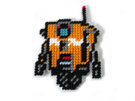 Claptrap from Borderlands by Tails32x.deviantart.com on @DeviantArt Facebook Link, Crochet Cross, Perler Beads Designs, Borderlands, 8 Bit, Diy Creative, Hama Beads, Bead Designs, Perler Beads