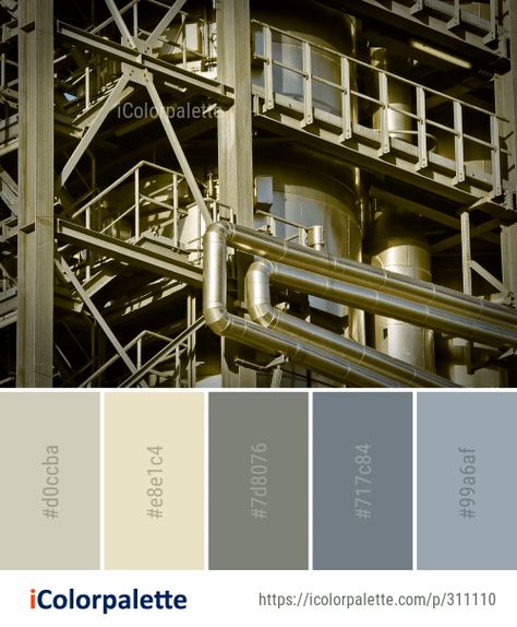 Color Palette Ideas from Iron Structure Industry Image Industrial Colour Palette, Industrial Color Scheme, Industrial Color Palette, Urban Color Palette, Best Color Palettes, Popular Color Palettes, Industry Images, Abandoned Hotels, Color Palette Ideas