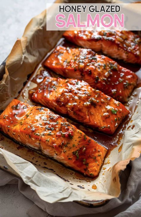 Get restaurant-quality honey glazed salmon at home! This recipe delivers tender, flavorful fish every time Honey Crusted Salmon, Sticky Salmon Recipe, Honey Paprika Salmon, Salmon Recipes Skinless, Easy Delicious Salmon Recipes, Recipes For Baked Salmon, Salmon Recipes Honey Glazed, Best Easy Salmon Recipe, Flavorful Salmon Recipes