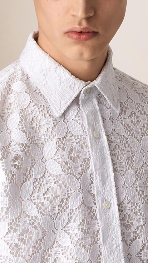 Lace Shirts For Men, Mens Lace Shirt Outfit, Mens Lace Shirt, Lace Shirt Men, Couture Photoshoot, Lace Shirt Outfit, Embroidery Shirt Men, Unisex Looks, Lace Suit