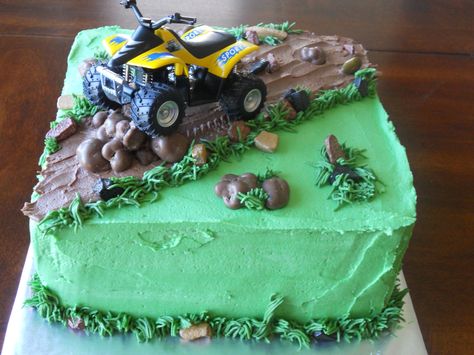 quad cake Quad Birthday Cake, Atv Cake Ideas, Quad Birthday Party, Quad Bike Cake, Atv Cake, 4 Wheeler Cake, Racing Cake, Bike Birthday Parties, Truck Theme Birthday