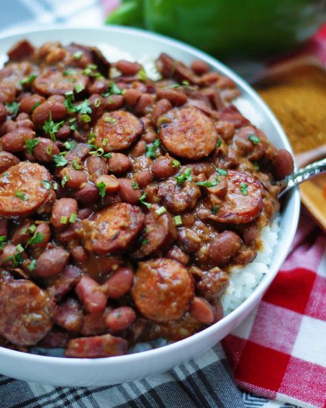 Louisiana Red Beans & Rice - Southern Discourse Southern Red Beans And Rice Recipe, Crockpot Red Beans And Rice, Southern Red Beans, Louisiana Red Beans And Rice, Louisiana Red Beans, Southern Discourse, Red Beans Rice, Red Beans N Rice Recipe, Rice And Beans Recipe