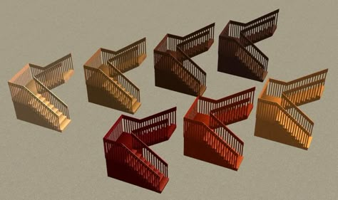 Mod The Sims - 7 Maxis-match Recolors of Simlogical's Half-Landing Stairs Sims 2 Stairs, Sims 4 Library, Sims 4 Antique, Sims 3 Cc Furniture, Sims 4 Building Cc, Landing Stairs, Sims 4 Cc Shopping, Types Of Themes, Sims Finds