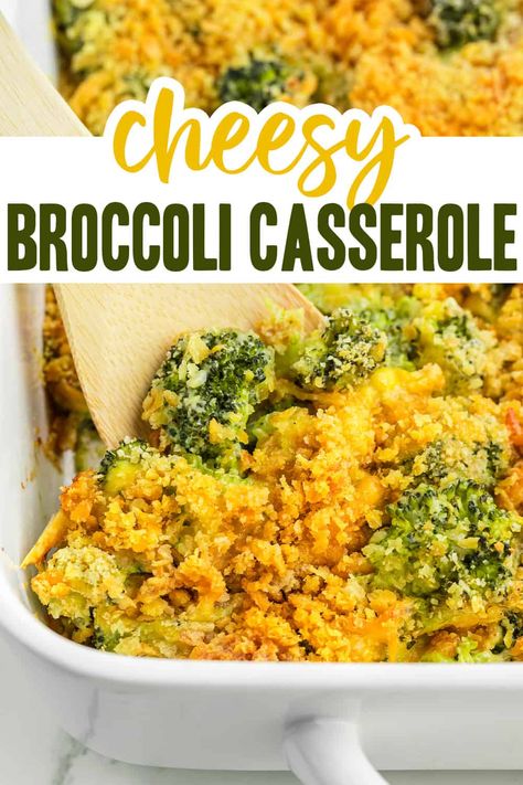 This Broccoli Cheese Casserole is total comfort food thanks to the melty cheese and crunchy buttery cracker topping. This broccoli casserole with Ritz crackers is made with fresh broccoli, but it's still super quick and easy to get in the oven. Broccoli Casserole With Ritz Crackers, Casserole With Ritz Crackers, Favorite Casserole Recipes, Cheesy Broccoli Casserole, Calories In Vegetables, Broccoli Recipes Casserole, Broccoli Cheese Casserole, Easy Thanksgiving Recipes, Brunch Casserole