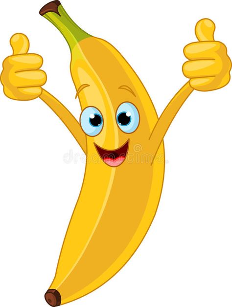 Cheerful Cartoon banana character. Illustration of Cheerful Cartoon banana chara , #AFF, #Cartoon, #Cheerful, #banana, #Illustration, #character #ad Cartoon Banana, Thumbs Up