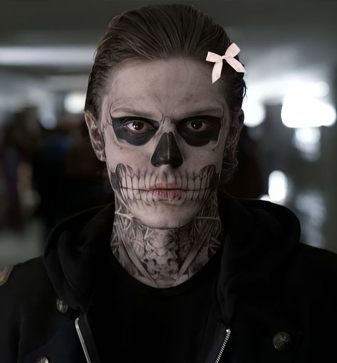 Tate Langdon, Skull Face, Evan Peters, Horror Story, American Horror, American Horror Story, Face Paint, A Man, Paint