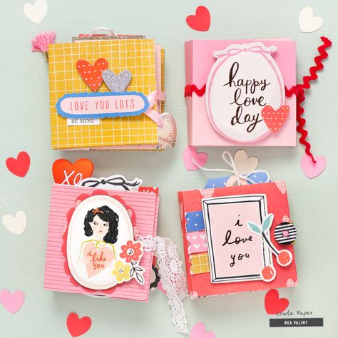 Valentine's Day: Mini Book Diy Mini Album, Tiny Gifts, Crate Paper, Mini Scrapbook, Mini Scrapbook Albums, Mini Book, Disney Scrapbook, Small Cards, What’s Going On