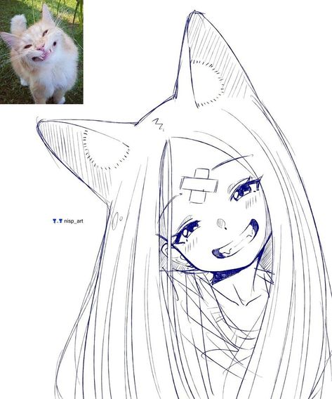 Cat Anime Drawing, Cat Anime, 캐릭터 드로잉, Anime Drawing, Art Drawings Sketches Creative, Anime Drawings Tutorials, 영감을 주는 캐릭터, Anatomy Art, Book Art Drawings