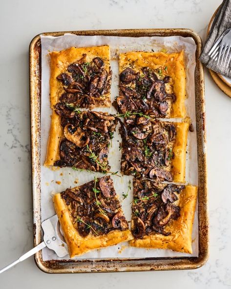 Frozen All Butter Puff Pastry Is the Best Thing to Buy at Trader Joe's | Kitchn Savory Puff Pastry, Mushroom Tart, Fancy Appetizers, Jalapeño Poppers, Cheese Puff Pastry, Puff Pastry Tart, Savory Cheese, Cheese Tarts, Wild Mushroom