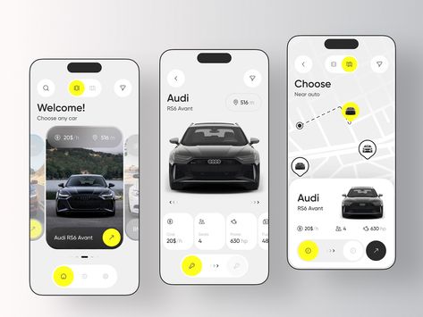 FlexiCar Mobile App - Car Sharing SaaS by Jack R. for RonDesignLab ⭐️ on Dribbble Ride Sharing App, Maserati Birdcage, Car App, Ui Ux 디자인, Car Ui, Mobile Ux, Dashboard Design, Automobile Industry, Mobile App Design