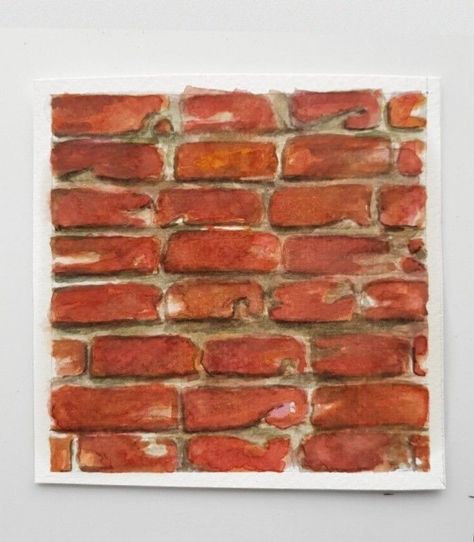 Drawing Of Brick Wall, Brick Wall Texture Drawing, Brick Texture Architecture Drawing, Realistic Texture Drawing, Bricks Texture Drawing, Brick Wall Watercolor, Watercolour Bricks, Brick Texture Paint, Brick Texture Drawing