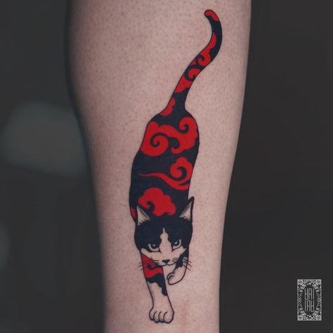 Black Red Tattoo, Tato Flash, Tato Suku, Kitten Tattoo, Tattoo Japanese Style, Cloud Tattoo, Flash Tattoo Designs, Cat Tattoo Designs, Red Cloud