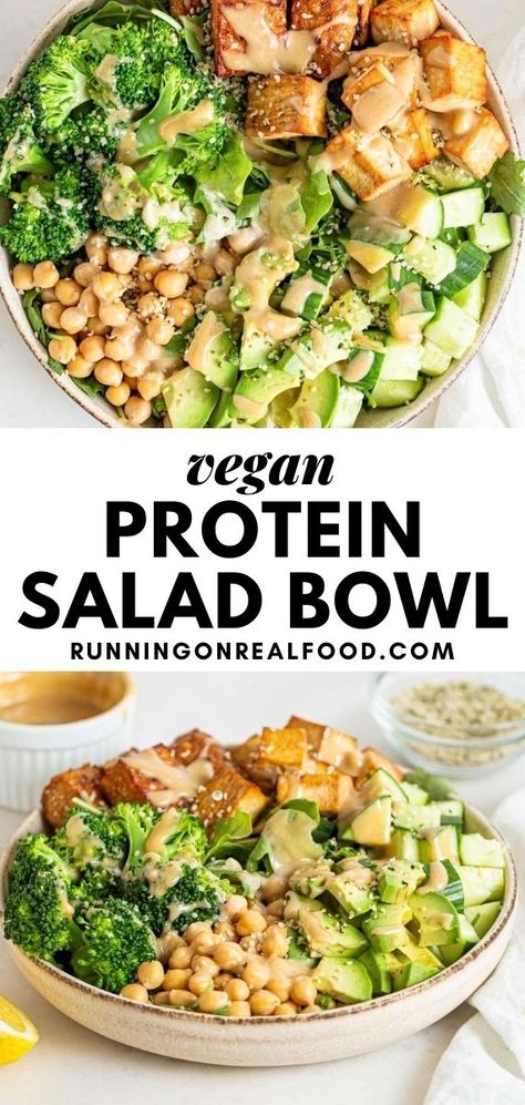 Vegan Salad Bowl, Vegan Protein Recipes, Startup Tips, Protein Salad, High Protein Vegan Recipes, Healthy High Protein Meals, Vegan Salad Recipes, High Protein Vegan, Vegan Meal Prep