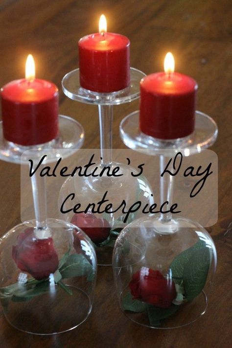 Easy inexpensive Valentine's Day decor.  Perfect for a centerpiece.  If you love recycling and repurposing what you have, this is the perfect Valentine's Day centerpiece! Valentines Bedroom, Valentine Day Table Decorations, Recycle Candles, Valentine Centerpieces, Valentinstag Party, Diy Valentines Decorations, Valentine Dinner, Valentines Day Dinner, My Funny Valentine