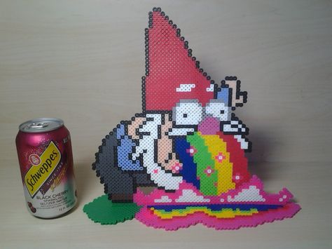 Gravity Falls - Standing Rainbow Puking Gnome Perler Beads by Perler-Pop Gravity Falls Perler Beads, Rainbow Puke, Minecraft Patterns, Hamma Beads Ideas, Perler Creations, Gnome Pattern, Easy Perler Beads Ideas, Perler Art, Fusion Beads