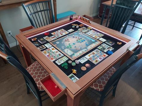 Diy Board Game Table, Gaming Table Diy, Board Game Room, Game Room Tables, Board Games Diy, Diy Table Top, Gaming Furniture, Game Tables, Games Ideas