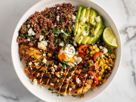 Chicken Quinoa Bowl, Lime Chicken Breast, Roasted Corn Salsa, Quinoa Bowls, Red Quinoa, Chicken Quinoa, Quinoa Bowl, Chicken Bowl, Ree Drummond