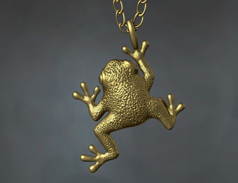 Frog pendant necklace jewelry for 3D printing This file is for 3D printing and casting. 3D model created in Zbrush. It is watertight and ready for printing/milling. it was created with molding and casting in mind. #jewelry #necklace #frog #frog_necklace #pendant #frog_pendant #printable #pendants #customized_jewelry Frog Pendant, Frog Frog, Frog Necklace, Customized Jewelry, Print Models, Milling, Zbrush, 3d Animation, Jewelry Necklace