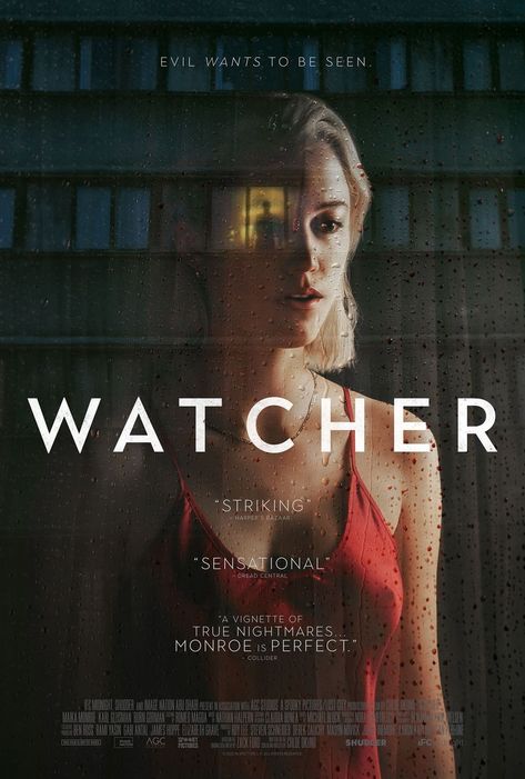 watcher movie poster Karl Glusman, Psychological Thriller Movies, No Manches Frida, Spooky Pictures, Maika Monroe, Film Thriller, Plot Outline, Jeepers Creepers, Thriller Movie