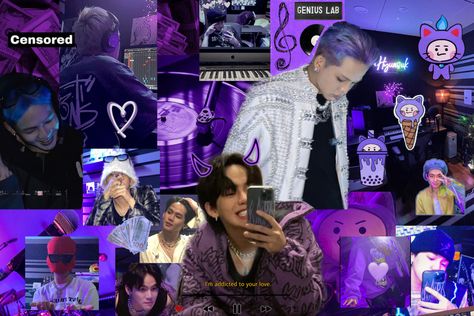 choi hyunsuk treasure purple aesthetic mood board wallpaper ipad desktop Treasure Purple Aesthetic, Aesthetic Mood Board Wallpaper, Mood Board Wallpaper, Ipad Desktop, Im Addicted To You, Hyunsuk Treasure, Board Wallpaper, Choi Hyunsuk, Wallpaper Ipad