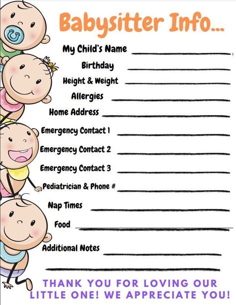 Printable pdf for basic information to leave at our house or take along to your babysitter. Baby Sitting Flyers, Babysitting Outfit Summer, Babysitting Rules, Babysitting Advice, Baby Sitting Ideas, Babysitting Coupons, Babysitter Tips, Babysitting 101, Babysitting Bag