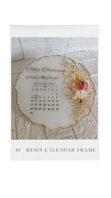 Resin Flower Photo Frame, Resin Calendar Frame, Happy Birthday Resin Frame, Anniversary Resin Frame, Resin Calendar, Calendar Frame, Wedding Flower Preservation, Framed Calendar, Wedding Calendar