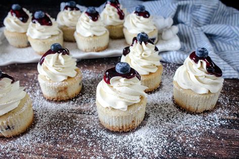 Print Robynne's Blueberry Pie Cupcakes | Just A Pinch Banana Cream Pie Cupcakes, Blueberry Cupcakes, Pie Cupcakes, Blueberry Pie Filling, Banana Cream Pie, Blueberry Pie, Cupcake Frosting, Just A Pinch, Muffin Tins