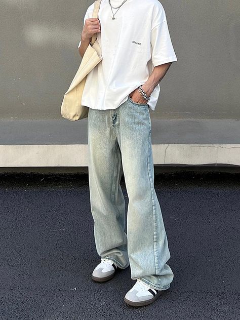 fb-feed Oversized Denim Pants, Wide Leg Jeans Men, Baggy Y2k, Y2k Men, Korean Streetwear, Streetwear Men, Pant Length, Light Blue Jeans, Jeans Men