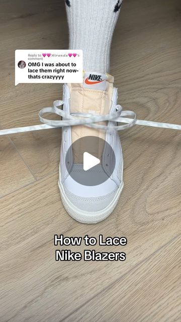 How To Tie High Top Nike, Ways To Lace Nike Blazers, How To Lace Blazer Shoes, How To Tie Blazers Shoes, How To Tie Sneakers, Sneaker Tie Styles, How To Lace Nikes, How To Lace Nike Blazers, Sneaker Laces Ideas