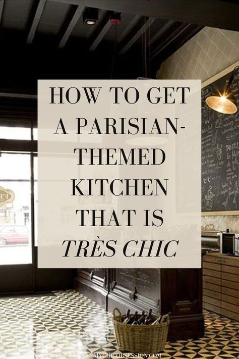 1920s French Kitchen, Parisian Kitchen Backsplash, French Theme Kitchen, French Apartment Aesthetic Kitchen, Modern French Bistro Kitchen, French Kitchen Appliances, Paris Kitchen Design, French Galley Kitchen, Parisian Cafe Inspired Kitchen