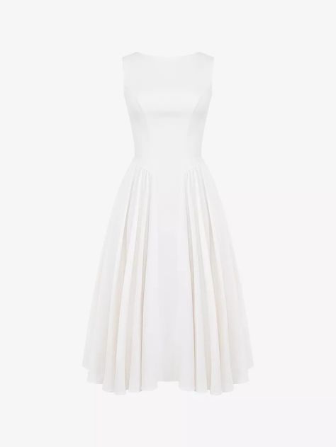 HOUSE OF CB - Cindy cut-out woven midi dress | Selfridges.com Houseofcb Dresses, Conna Walker, Wedding Guest Outfits, Instagram Famous, Fairy Godmother, Straight Neckline, Cotton Midi Dress, The White Company, Satin Maxi