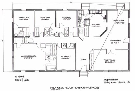 5 Bedroom Floor Plans, Ranch Home Floor Plans, Ranch House Floor Plans, 5 Bedroom House Plans, Floor Plans Ranch, Bungalow Floor Plans, Small House Floor Plans, Ranch Style House Plans, Apartment Floor Plans