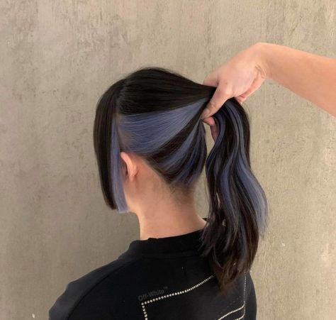 hidden hair colors to try for a chic low-maintenance look Hair Dyed Underneath, Two Color Hair, Hidden Hair Color, Peekaboo Hair, Hair Color Underneath, Hair Color Streaks, Hair Streaks, Hair Color Purple, Short Hair Color