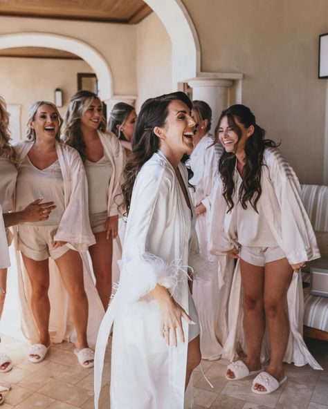 Morning of the wedding in Tuscany for Charlotte 🥰 Her Bridesmaids looked stunning & wore Pjs by Joannedarbystudio in the colour Champange with Metallic Gold text. This wedding looked like a dream 💭 #bridesmaids #bride #brides24 #bridetobe #instabride #bridesofinstagram #bridesmaidpjs #bridemaidgifts Bride And Bridesmaids Robes, Wedding Pjs Bridal Parties, Wedding Pjs, Morning Of The Wedding, Bridesmaids Robes, Bridesmaid Pjs, Wedding In Tuscany, Bride And Bridesmaids, Bridemaids Gifts