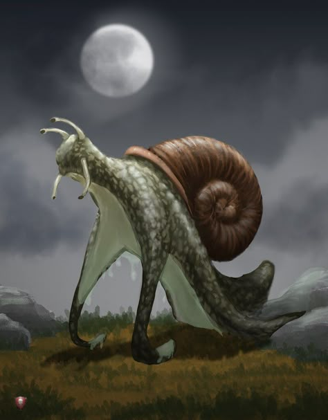 Snail Fantasy Art, Snail Humanoid, Lou Carcolh, Scary Snakes, Beast Creature, Creature Artwork, Mythical Animal, Dnd Monsters, Alien Races