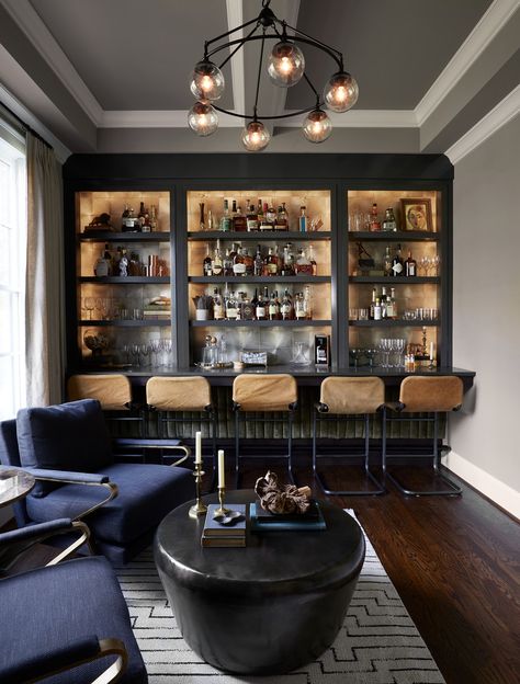 Bar Lounge Room Ideas, Zigarren Lounges, Lounge Room Ideas, Bar Lounge Room, Whiskey Lounge, Bourbon Room, Whiskey Room, Modern Home Bar, Bar Sala